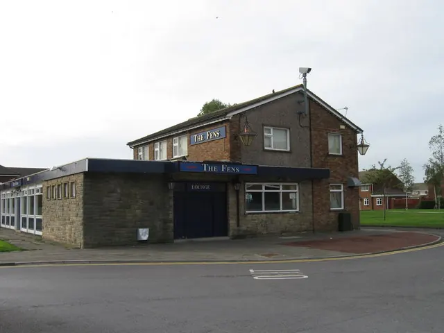 The Fens pub, with nearby houses, in the Fens area of south-west Hartlepool